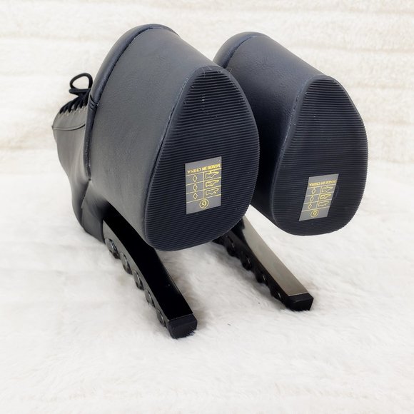 Voodoo Hex Skull Stacked 7" Heel Platform Ankle Booties Boots - Picture 10 of 13